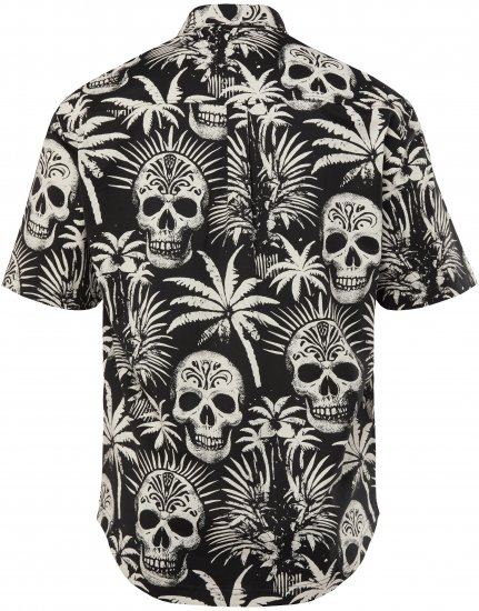 JP1880 Skull Pattern Jersey Short Sleeve Shirt Black - Košile - Košile 2XL-10XL