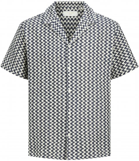 Jack & Jones Montauk Crochet Short Sleeve Shirt Navy - Košile - Košile 2XL-10XL