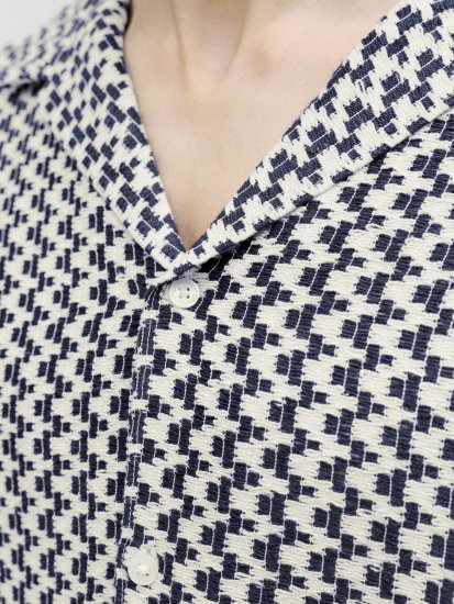 Jack & Jones Montauk Crochet Short Sleeve Shirt Navy - Košile - Košile 2XL-10XL