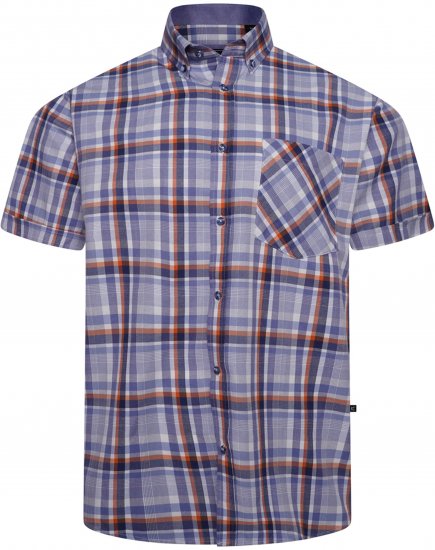 Kam Jeans 6339 Checked Short Sleeve Shirt Blue - Košile - Košile 2XL-10XL