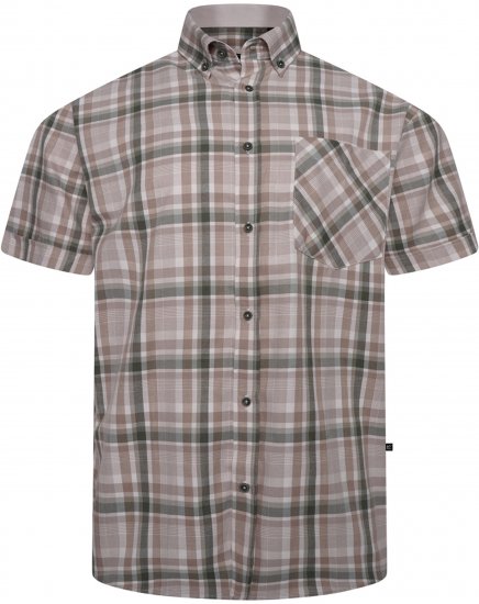 Kam Jeans 6339 Checked Short Sleeve Shirt Beige - Košile - Košile 2XL-10XL