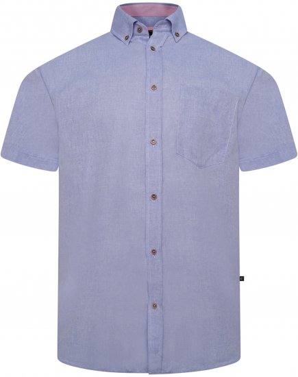 Kam Jeans 6340 Linen Mix Short Sleeve Shirt Blue - Košile - Košile 2XL-10XL