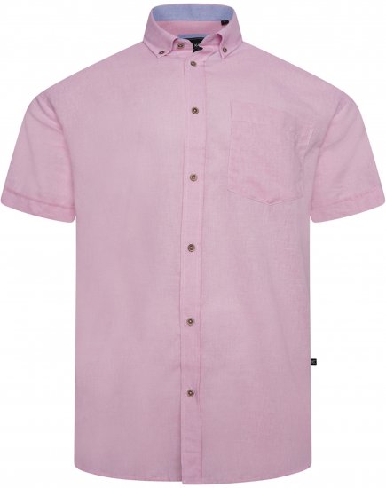 Kam Jeans 6340 Linen Mix Short Sleeve Shirt Pink - Košile - Košile 2XL-10XL