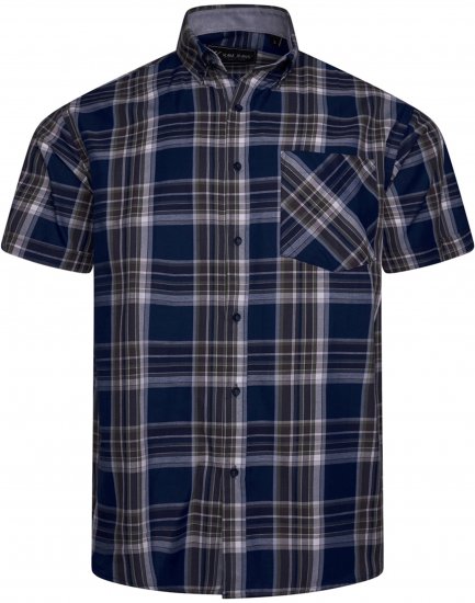 Kam jeans 6350 Casual Checked Short Sleeve Shirt Indigo - Košile - Košile 2XL-10XL
