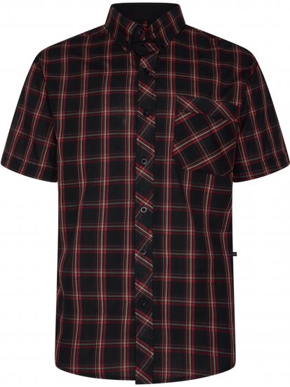 Kam Jeans 6365 Checked Short Sleeve Shirt Burgundy - Košile - Košile 2XL-10XL