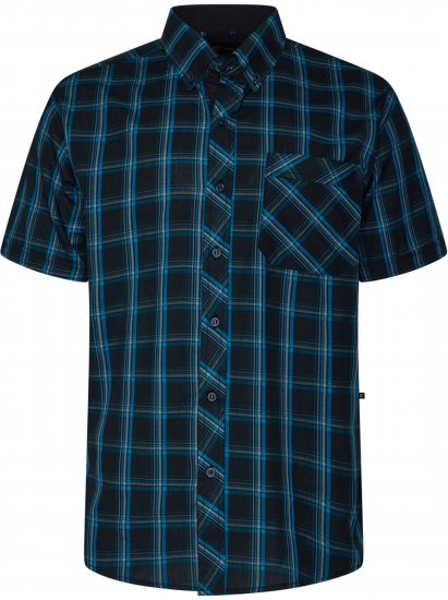 Kam Jeans 6365 Checked Short Sleeve Shirt Turquoise - Košile - Košile 2XL-10XL