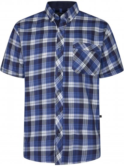 Kam Jeans 6369 Checked Short Sleeve Shirt Blue - Košile - Košile 2XL-10XL