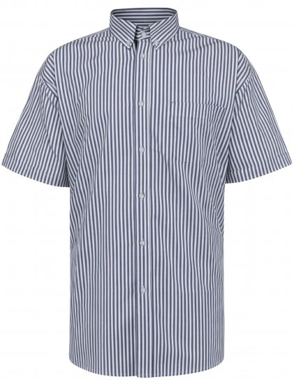 Kam Jeans 6375 Casual Striped Short Sleeve Shirt Navy - Košile - Košile 2XL-10XL