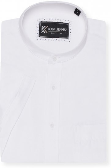 Kam Jeans P020 Premium Short Sleeve Oxford Shirt White - Košile - Košile 2XL-10XL