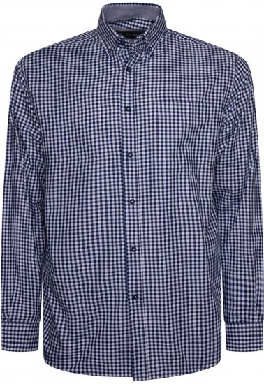 Kam Jeans 6351 Classic Gingham Shirt Long Sleeve Navy - Košile - Košile 2XL-10XL