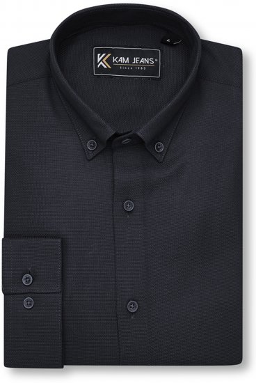 Kam Jeans 6357 Dobby Weave Shirt Black - Košile - Košile 2XL-10XL