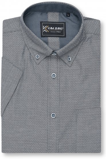 Kam Jeans 6359 All Over Geo Print Shirt Charcoal - Košile - Košile 2XL-10XL