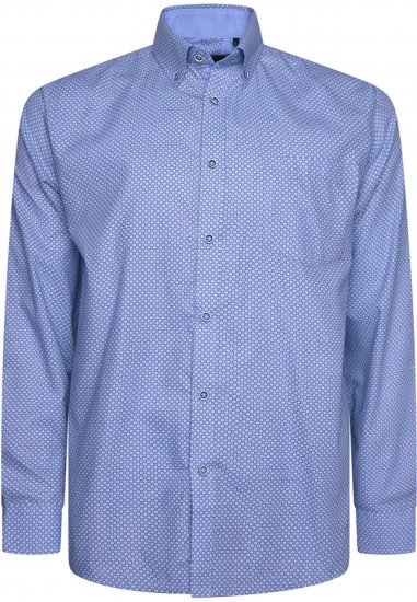 Kam Jeans 6361 All Over Geo Print Long Sleeve Shirt Sky Blue - Košile - Košile 2XL-10XL