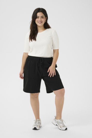 Kaffe Curve Nana Liah Šortky Černá - Džíny & Kalhoty ve Velkých Velikostech – Plus Size - 