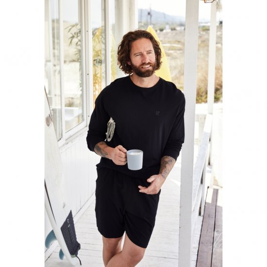 JP1880 Shorts Elastic Waistband Black - Šortky - Šortky Nadměrné Velikosti W40-W60