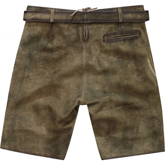 JP1880 Shorts Goat Suede with Belt Buckle Traditional Moss Green - Slavnostní oblečení - Slavnostní oblečení – Oslavujte stylově a pohodlně