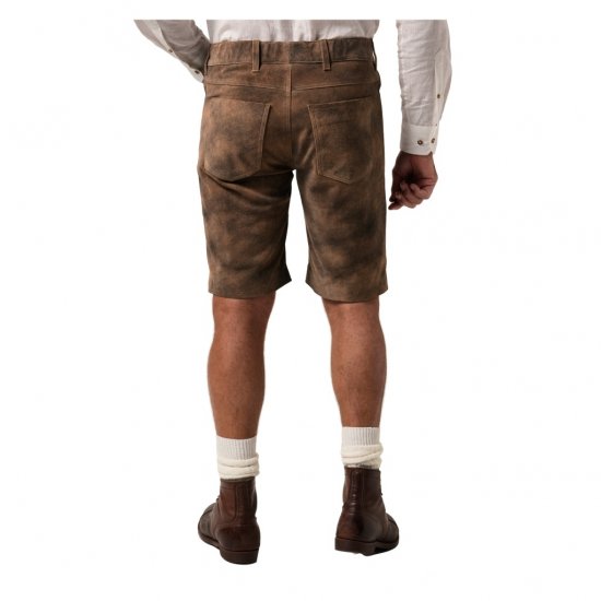 JP1880 Shorts Leather Traditional Cowhide Brown - Šortky - Šortky Nadměrné Velikosti W40-W60