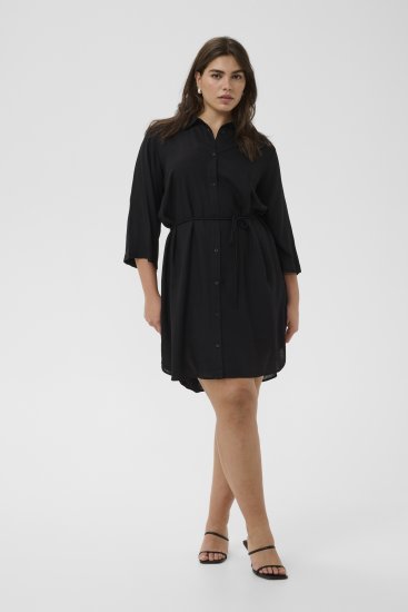 Kaffe Curve Mille Short Shirt Dress Black Deep - Mini šaty - 