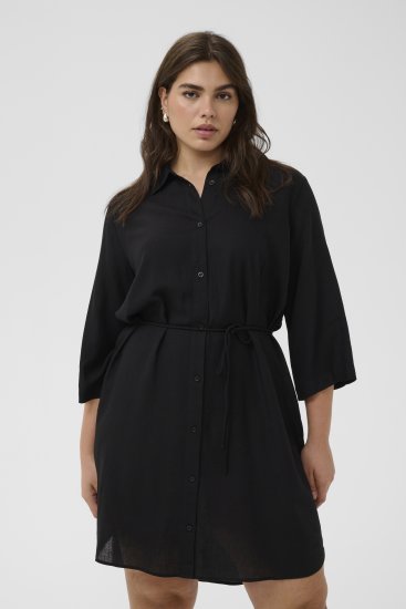 Kaffe Curve Mille Short Shirt Dress Black Deep - Mini šaty - 