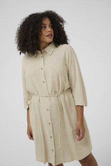 Kaffe Curve Milla Short Shirt Dress Chinchilla/Chalk Stripe - Mini šaty - 