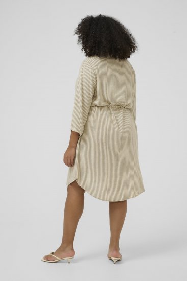 Kaffe Curve Milla Short Shirt Dress Chinchilla/Chalk Stripe - Mini šaty - 