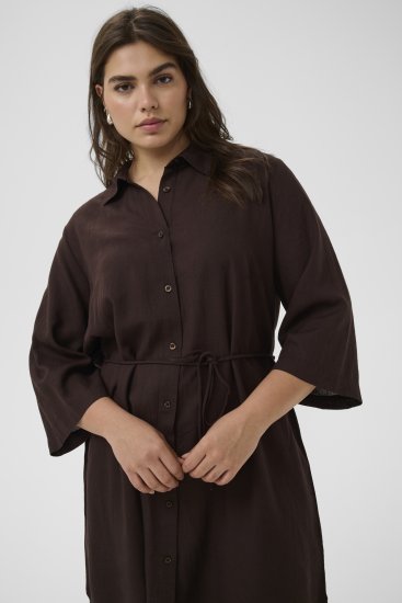 Kaffe Curve Mille Short Shirt Dress Black Coffee Brown - Mini šaty - 