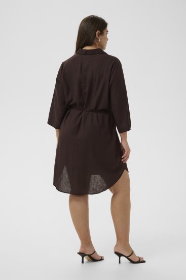 Kaffe Curve Mille Short Shirt Dress Black Coffee Brown - Mini šaty - 