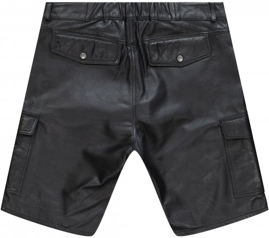 JP1880 Leather Shorts Cargo Pockets Lamb Nappa Leather Black - Šortky - Šortky Nadměrné Velikosti W40-W60