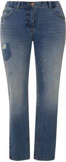 Ulla Popken Distressed Stretch Fit Boyfriend Jeans Blue Denim - Džíny & Kalhoty ve Velkých Velikostech – Plus Size - 