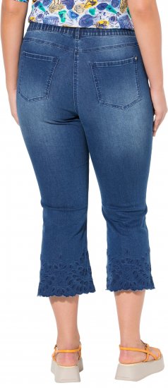 Ulla Popken Cropped Flared Eyelet Jeans Denim Blue - Džíny & Kalhoty ve Velkých Velikostech – Plus Size - 