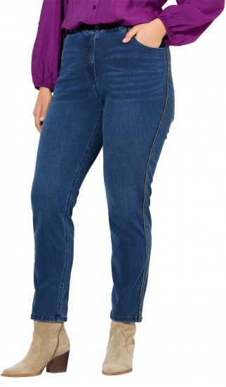 Ulla Popken Rhinestone Seam Stretch Fit Jeans Blue Denim - Džíny & Kalhoty ve Velkých Velikostech – Plus Size - 