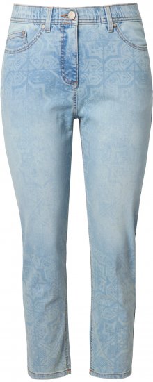 Ulla Popken Tile Laser Print Stretch Fit Jeans Light Light Blue Denim - Džíny & Kalhoty ve Velkých Velikostech – Plus Size - 