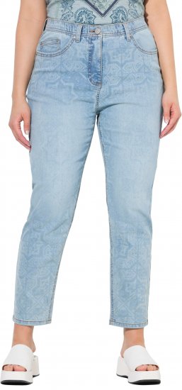 Ulla Popken Tile Laser Print Stretch Fit Jeans Light Light Blue Denim - Džíny & Kalhoty ve Velkých Velikostech – Plus Size - 