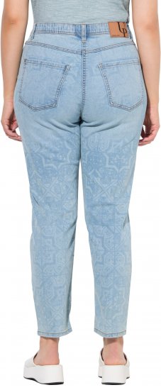 Ulla Popken Tile Laser Print Stretch Fit Jeans Light Light Blue Denim - Džíny & Kalhoty ve Velkých Velikostech – Plus Size - 