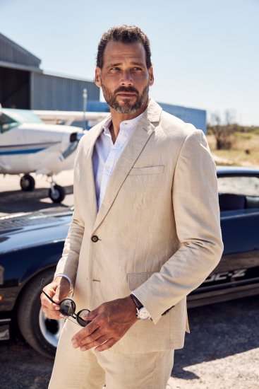 JP1880 Kos Linen Blend Jacket Sand - Obleky - Obleky 2XL-8XL