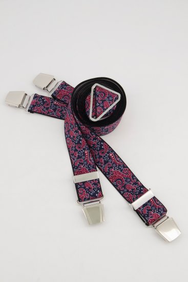 JP1880 Suspenders with Adjustable Length Burgundy Red - Doplňky - 