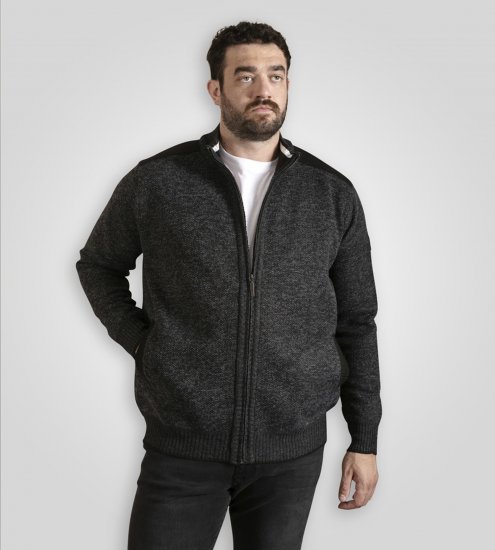 D555 Dereham 2 Knitted Sweater with Zipper Charcoal TALL - TALL mikiny - 