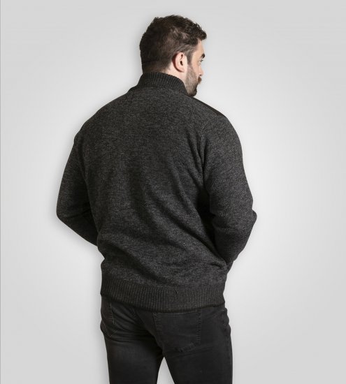 D555 Dereham 2 Knitted Sweater with Zipper Charcoal TALL - TALL mikiny - 