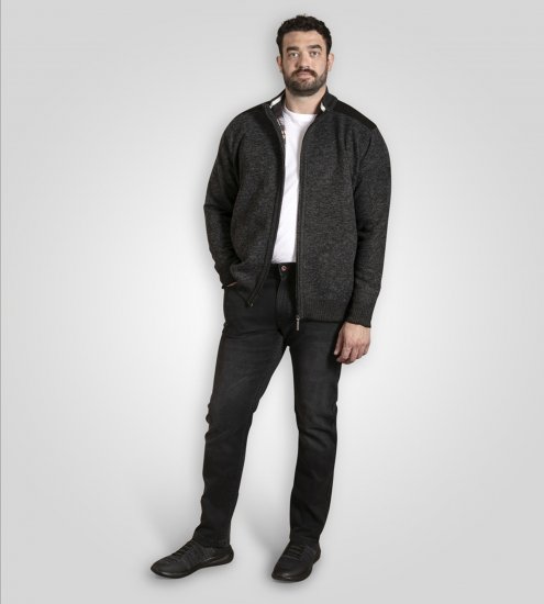 D555 Dereham 2 Knitted Sweater with Zipper Charcoal TALL - TALL mikiny - 