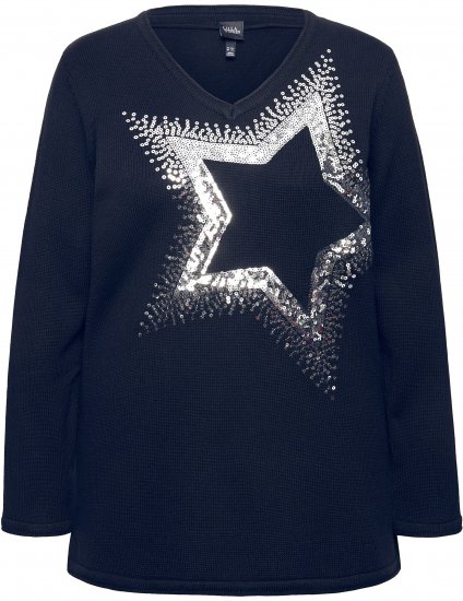 Ulla Popken Sequined Star Rolled Edge Sweater Navy - Mikiny & mikiny s kapucí - 