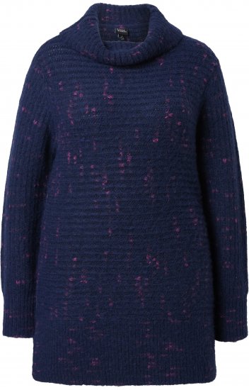 Ulla Popken Space Yarn Oversized Turtleneck Sweater Blue - Mikiny & mikiny s kapucí - 