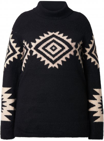 Ulla Popken Aztec Pattern Turtleneck Sweater Black - Mikiny & mikiny s kapucí - 