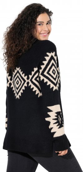 Ulla Popken Aztec Pattern Turtleneck Sweater Black - Mikiny & mikiny s kapucí - 