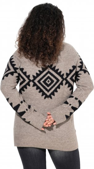 Ulla Popken Aztec Pattern Turtleneck Sweater Pebble Grey - Mikiny & mikiny s kapucí - 
