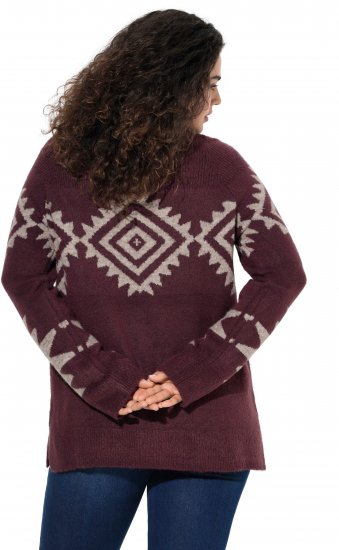 Ulla Popken Aztec Pattern Turtleneck Sweater Plum - Mikiny & mikiny s kapucí - 