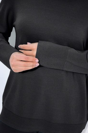 Ulla Popken Long Sleeves Mock Turtleneck Sweater Charcoal Grey Melange - Mikiny & mikiny s kapucí - Pohodlné mikiny, hoodie a pleteniny