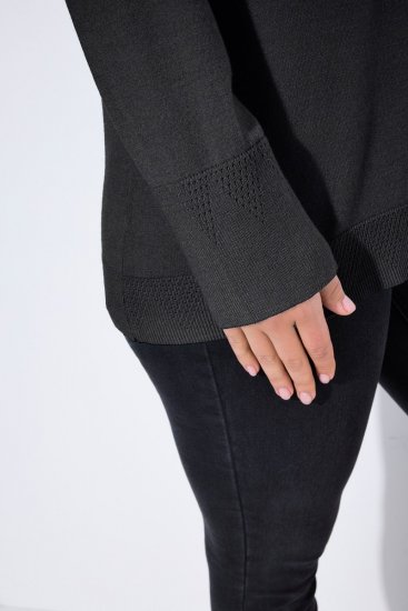 Ulla Popken Long Sleeves Mock Turtleneck Sweater Charcoal Grey Melange - Mikiny & mikiny s kapucí - Pohodlné mikiny, hoodie a pleteniny