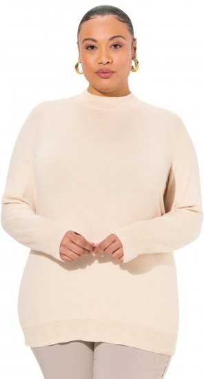 Ulla Popken Long Sleeves Mock Turtleneck Sweater Nature Melange - Mikiny & mikiny s kapucí - 