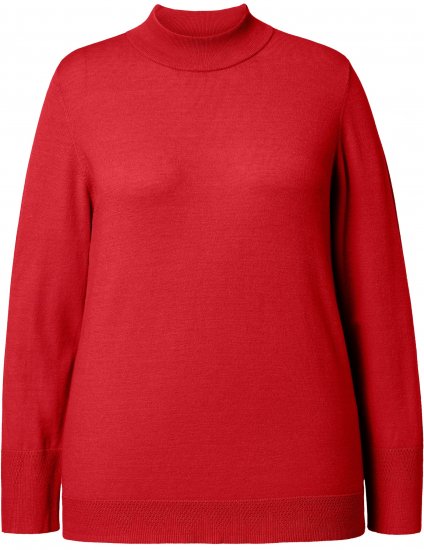 Ulla Popken Long Sleeves Mock Turtleneck Sweater Salsa Red - Mikiny & mikiny s kapucí - 