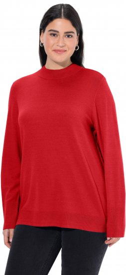 Ulla Popken Long Sleeves Mock Turtleneck Sweater Salsa Red - Mikiny & mikiny s kapucí - 